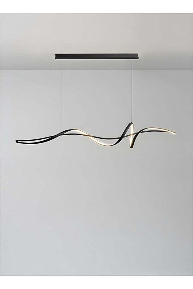 Modern Lighting, Linear Chandelier, Light, Black Color, 120x100 cm, Suitable for living room, dining room, kitchen, Adjustable height