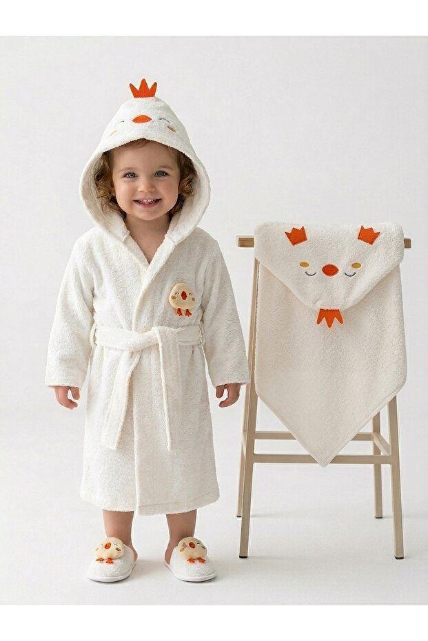 100% Cotton Baby & Kids Bathrobe Set / Bathrobe / Towel / Slippers
