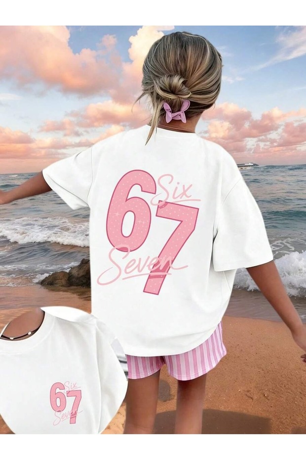 Six Seven 67 Printed Children's T-Shirt – 100% Cotton, Regular Summer Unisex T-Shirt