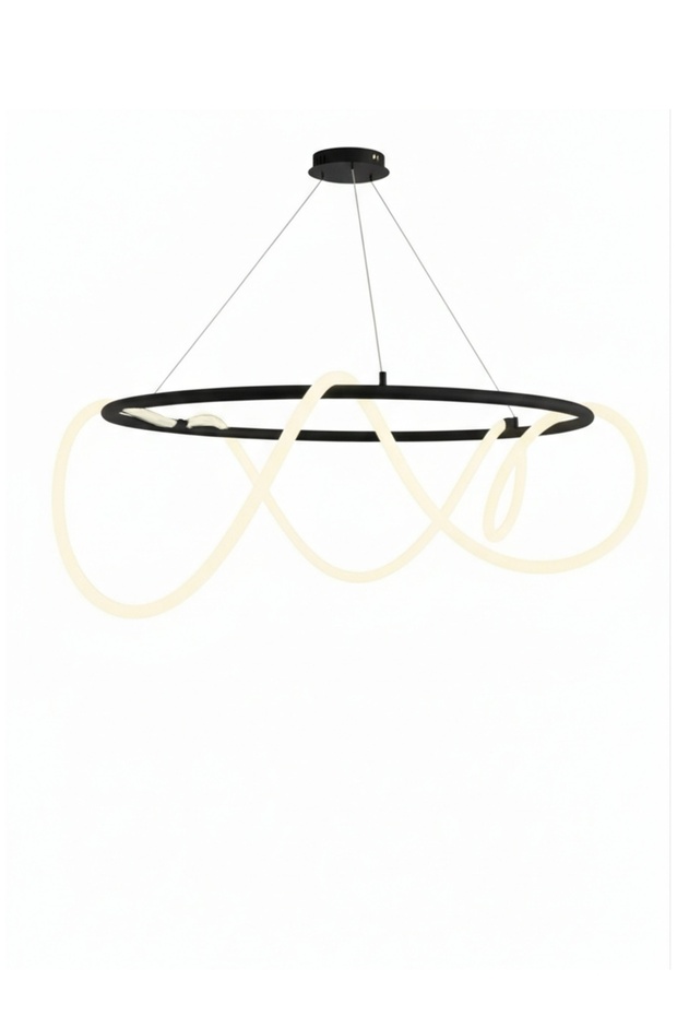 Modern Lighting, Chandelier, Light, Rope pendent, Black Color, 80x100 cm, Suitable for Living room, bedroom, living room, kitchen, caffe, Adjustable Height.