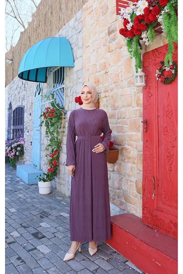 Kraşlı Belted Sandy Dress