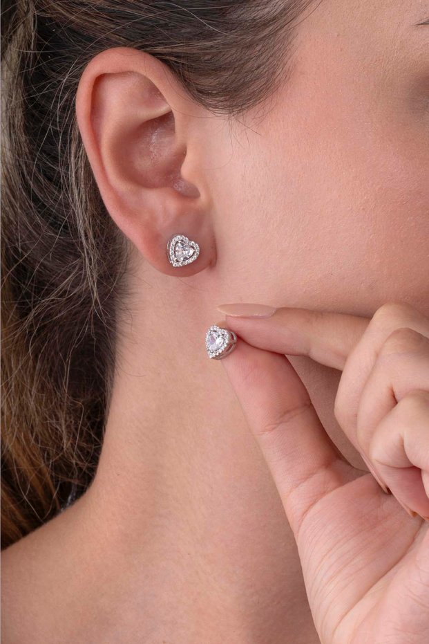 Brand Model Shiny Zircon Stone Heart Earrings