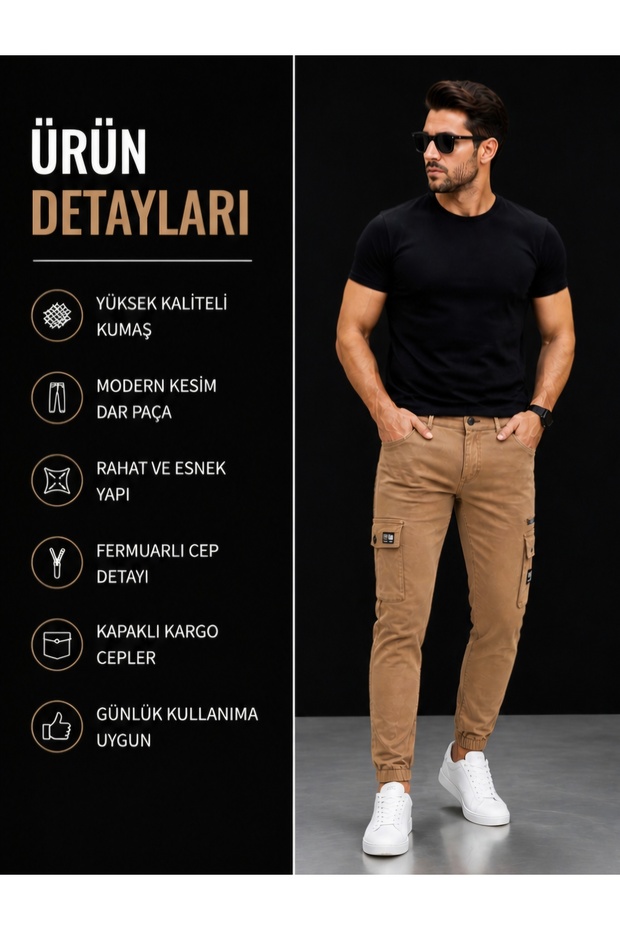 Men's Cargo Pants Multi-Pocket Design Comfortable Fit Narrow Leg Casual Stylish and Functional