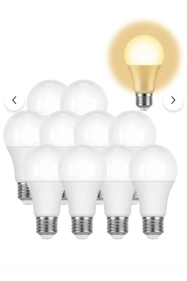 10 عبوات من مصابيح LED دائرية الحليبية E27 بقدرة 12 وات، ضوء أصفر دافئ - مصباح موفر للطاقة