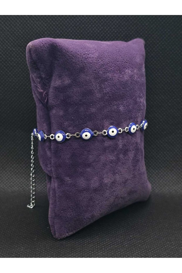 Nazar Beaded Steel Bracelet Women's Stylish Design Daily Luck Evil Eye Themed Jewelry Accessory