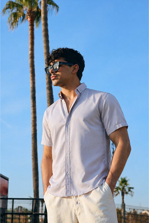 Men's Trend Basic Polo Collar Classic Slim Fit Gray Shirt