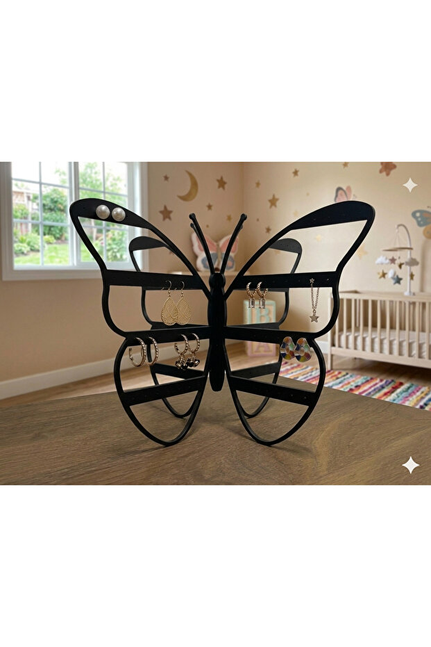 Modern Black Earring Stand, 108 Hole Jewelry Organizer, Jewelry Stand, 4-Compartment Earring Organizer