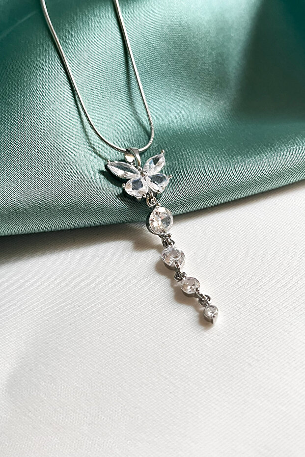 Swinging Steel Butterfly Necklace