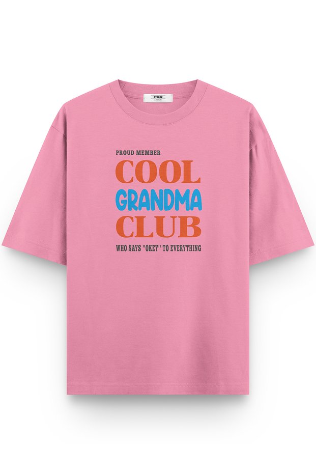 Cool Grandma Grandma Grandmother Written Semi-Oversize T-Shirt Baby Shower Pink T-Shirt Party Tshirt 1417