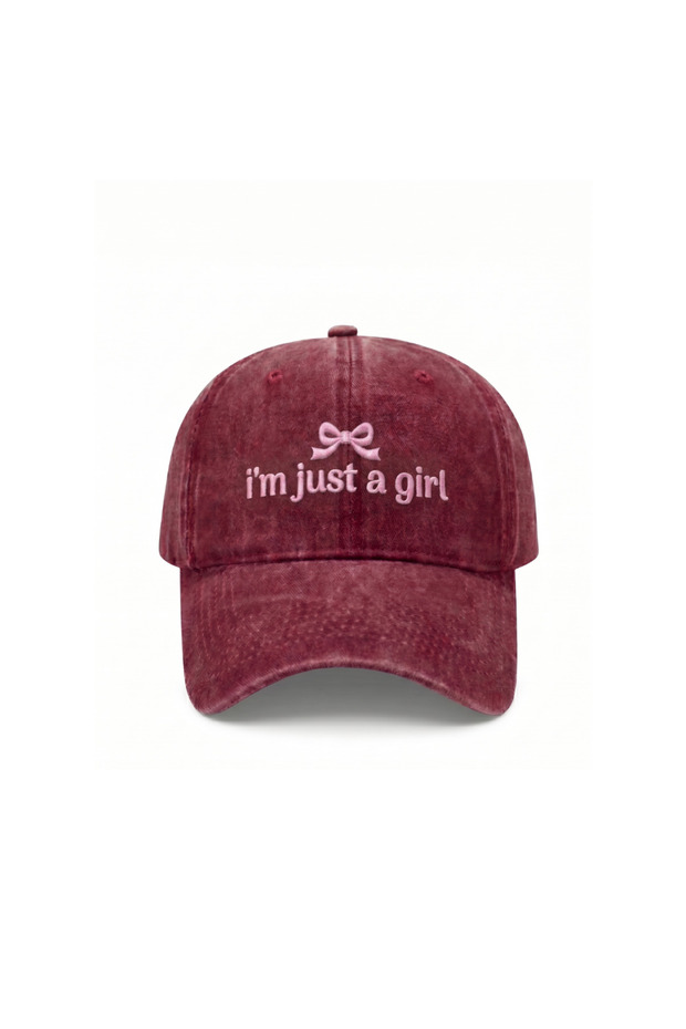 I'M Just a Girl Embroidered Printed Hat / "I'M Just a Girl" Embroidered Printed Baseball Washable Cap