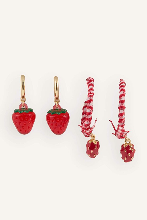 Women's 2-Piece Strawberry Patterned Earrings G5795Axns