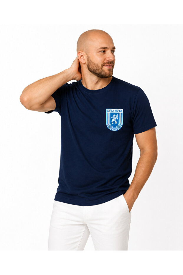 Small Print Cs Universitatea Craiova Printed Cotton Men's T-Shirt
