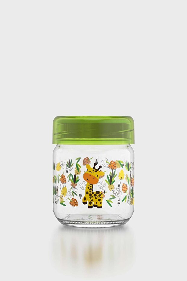 Dolce Patterned 210 ml Glass Food Jar with Silicone Seal 222003 Green