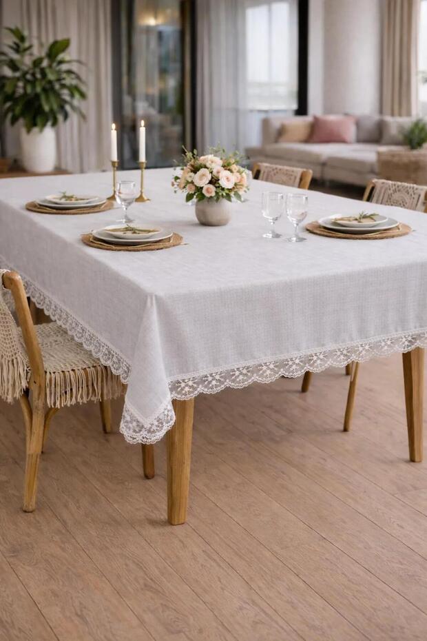 Mercan 160X220 cm Shantuk Tablecloth | Stain Resistant | Stylish Table Settings | Modern and Elegant Appearance