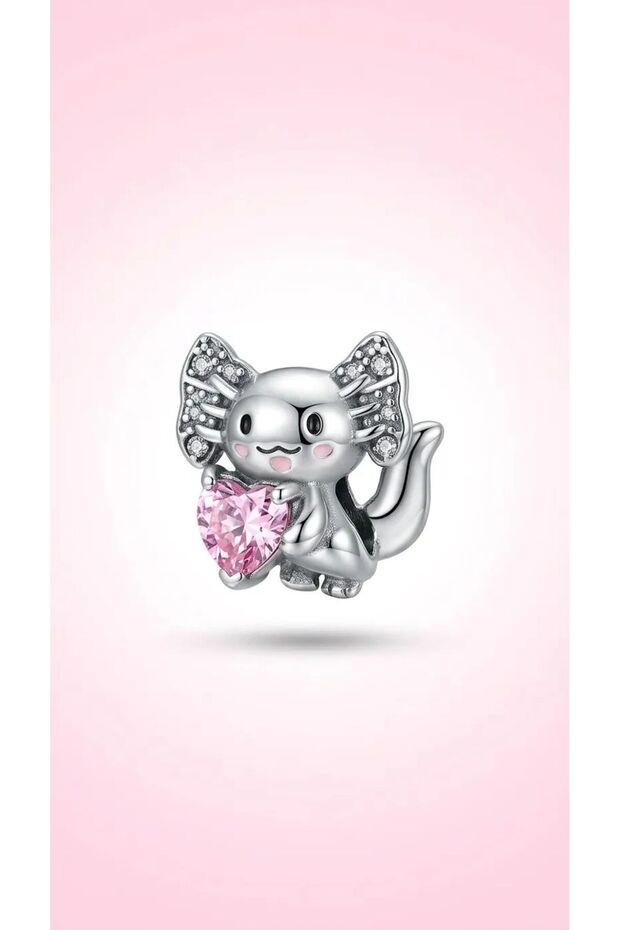 Special Design Pink Stone Axolotl Charm - Compatible with Bracelet Pendant