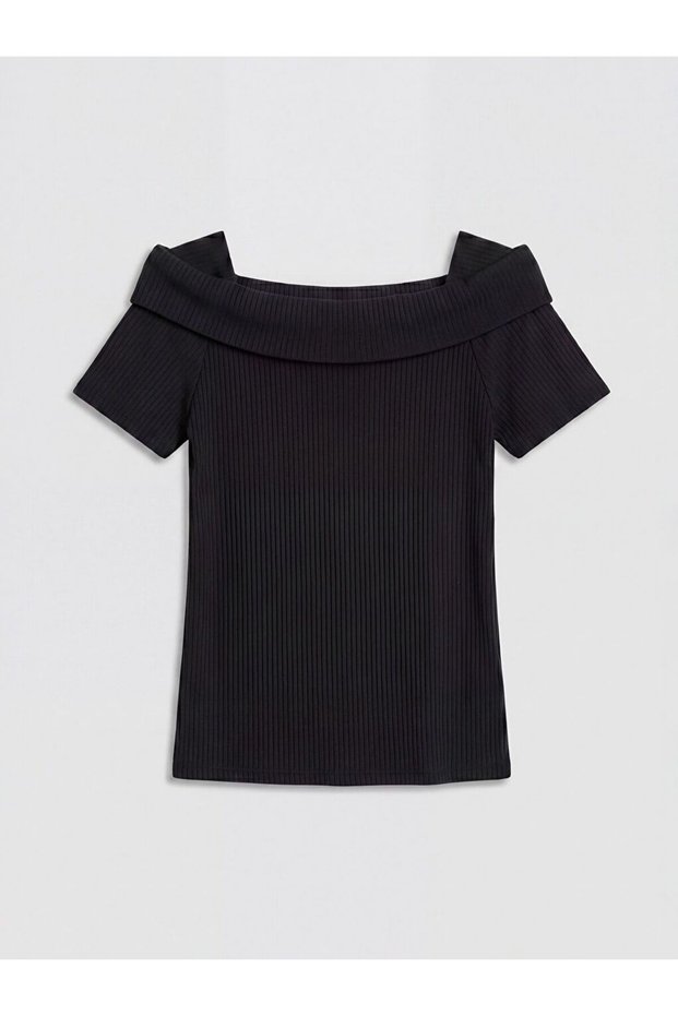 Lcw Kids Kayık Collar Ribbed Girls' T-Shirt