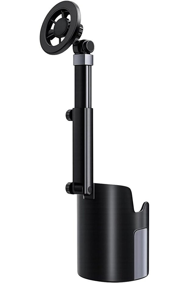 Car Cup Holder Phone Mount Compatible with All Smartphones, Adjustable Extendable Arm, 360° Rotation, Strong Magnetic Hold, Anti-Shake Design