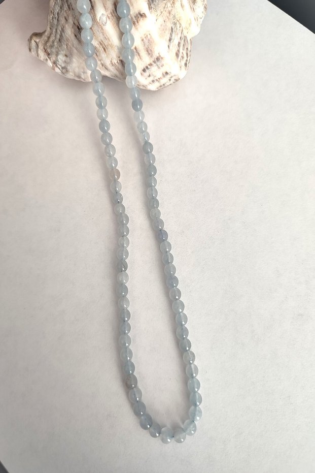 Certified 4 mm Blue Quartz Natural Stone Necklace