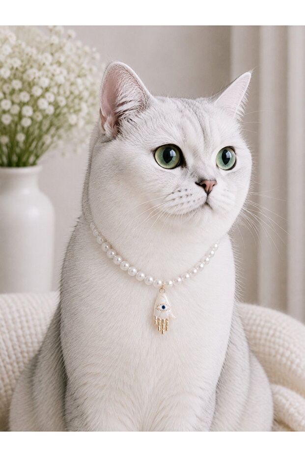 Hamsa Pendant Cat Necklace - 1