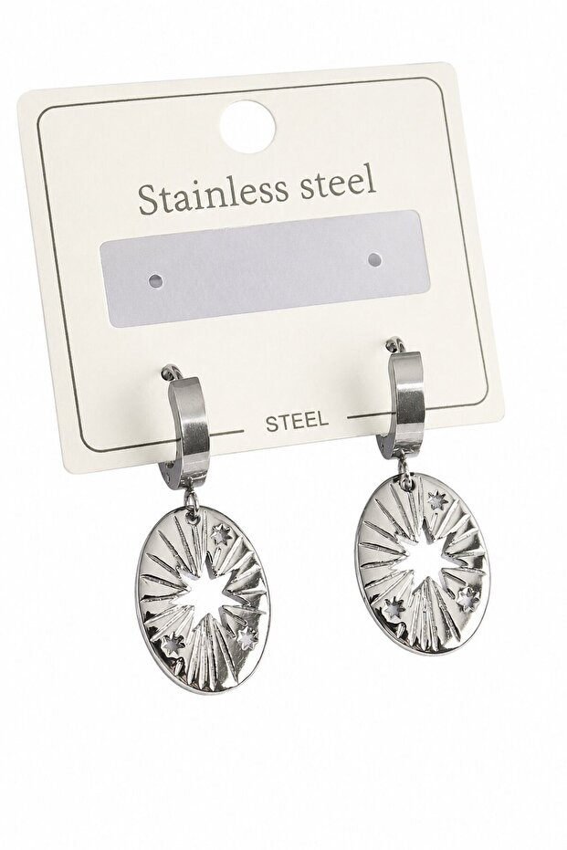 316l steel silver color pole star processing women's earrings