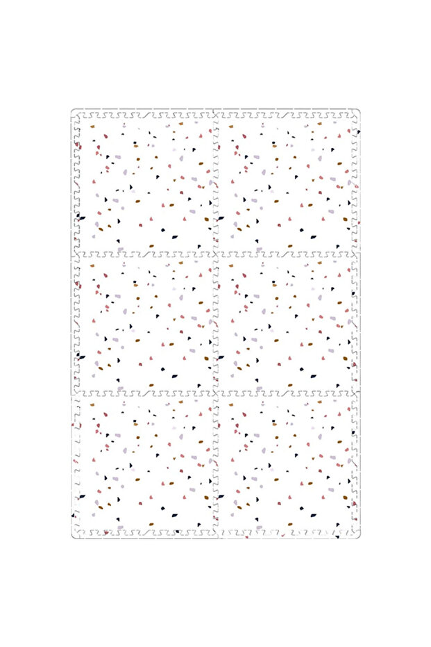 BabySafe Foam Play Mat - Ivory White Terrazzo | 6-Piece Interlocking Tiles | 120 x 180 cm