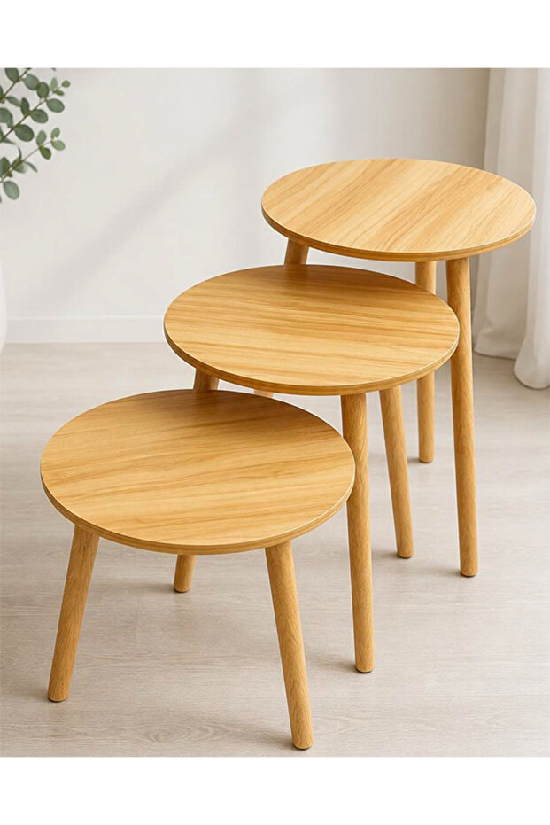 طقم طاولات قهوة دائرية 3 قطع بتصميم عصري - 1