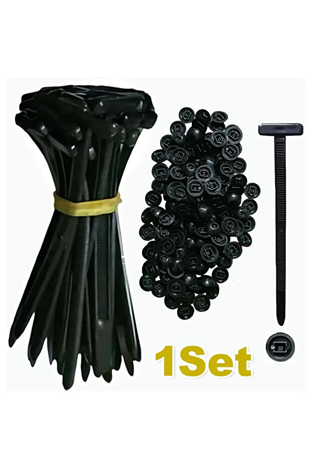 1SET 1-300P Nylon Universal Cable Tie Buckle Heavy Duty Self-Locking Zip Ties Holder with Pin Fasten