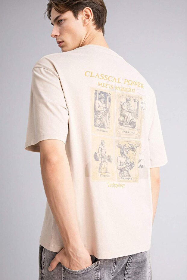 100% Cotton Boxy Fit Back Print T-Shirt G5574Ax26Sm