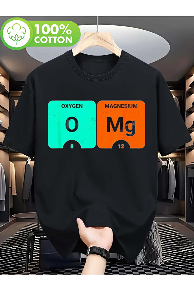 تي شيرت OMG للرجال بتصميم العناصر الكيميائية