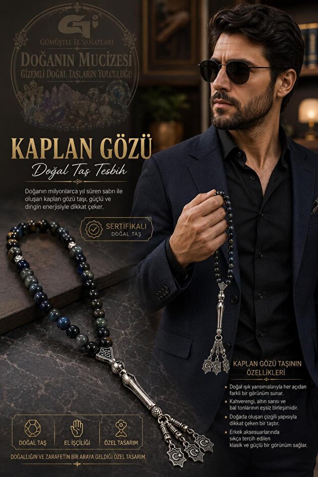 Certified Tiger Eye Natural Stone Rosary