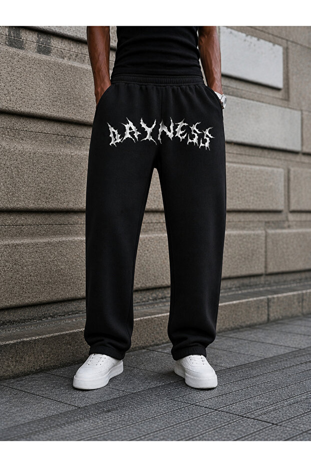 Oversize Dayness Printed Black Sweatpants