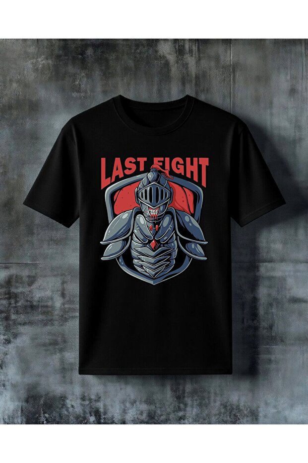 تي شيرت كبير الحجم مطبوع عليه last fight sovalye