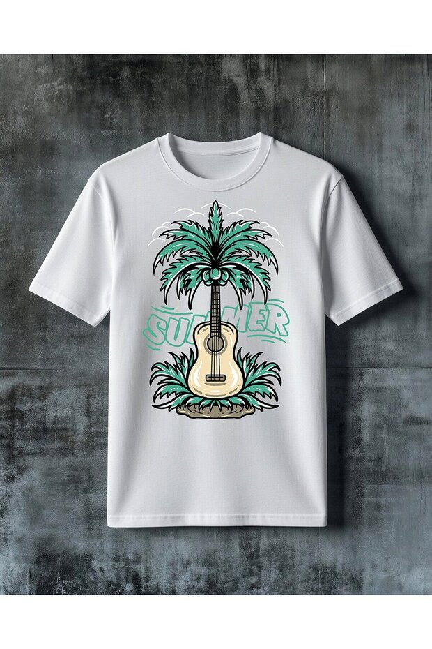 Summer Guitar Printed Oversize T-Shirt