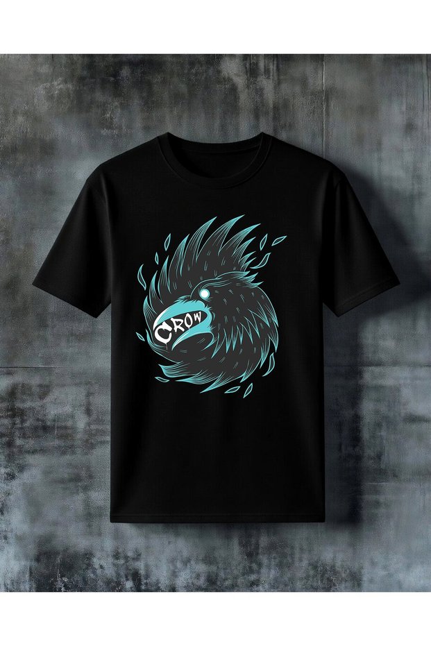 Crow Bird Print Oversized T-Shirt