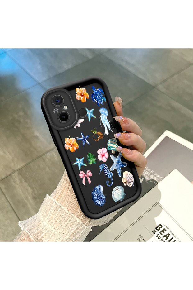 Redmi 12C Compatible Black Silicone Case with Shockproof Camera Protection