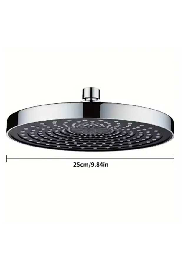 Silvery 25cm Large Top Shower Head High Flow Pressurized Bathroom Shower Sprayer Single Head for Hom