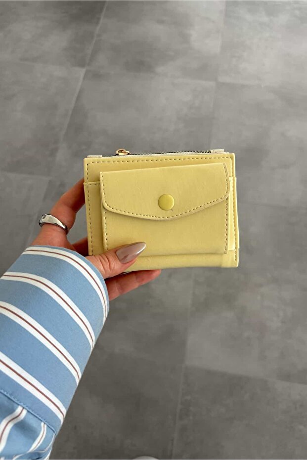Sirius Light Yellow Medium Wallet with Minimal Snap Detail