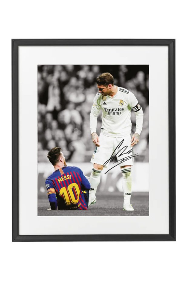 Sergio Ramos Real Madrid Legend Printed Autograph - Framed Poster 50x40cm - Football Memorabilia, Lionel Messi - Soccer Collectible, Gift for Fans , Man Cave