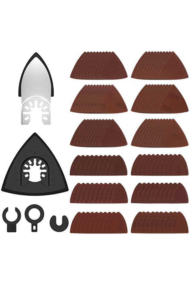 60-320Grit B 122PCS 127/65Pcs Oscillating Tool Sanding Pad Kit 60-320 Grit Sandpaper With Triangle S