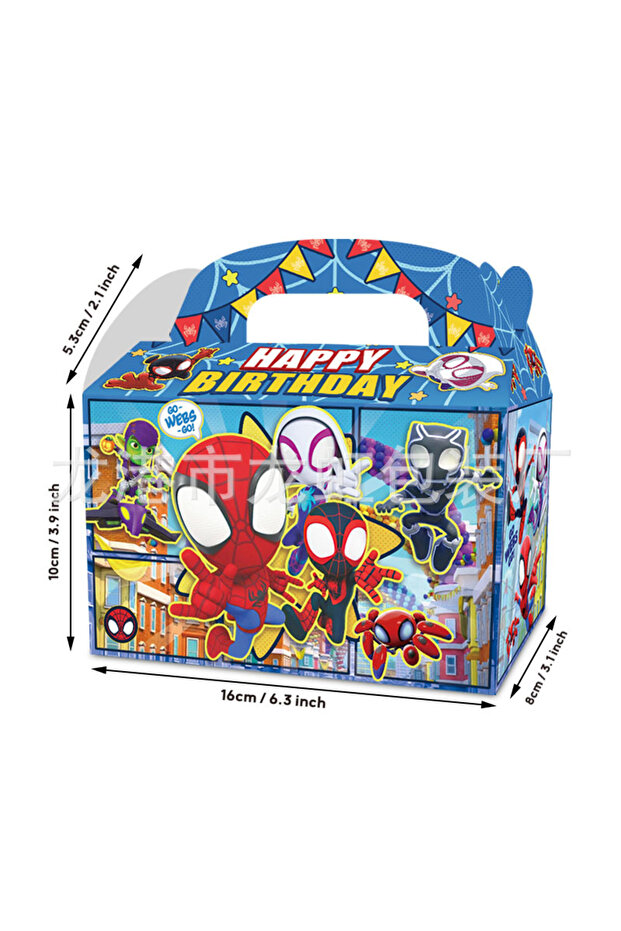 24pcs Blue Handheld Spider Man Universe Avengers Party Gift Candy White Paper Handheld Paper Box Bir
