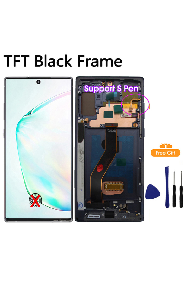 شاشة AMOLED بإطار أسود من نوع TFT لهاتف نوت 10 بلس N975F، شاشة LCD تعمل باللمس لهاتف نوت 10+