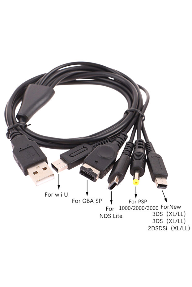 1PC ✰✪1.2M Cable Fast Charging Cable 5 In 1 USB Game Charger Cord Wire For New 3DS XL NDS Lite NDSI