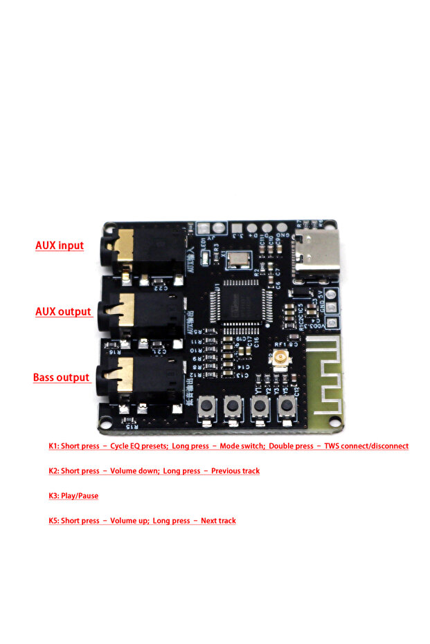 Tuning board BP1048b1 Bluetooth DSP Tuning 40-Band EQ Sound Card Preamp Module TWS Stereo Hi-Fi AUX