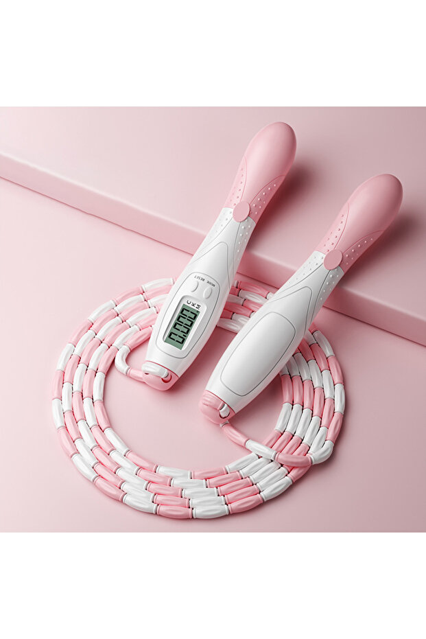 APWIKOGER White Pink 2.8m Counting Jump Rope Adults Adjustable Skipping Rope Jumping Rope with Count