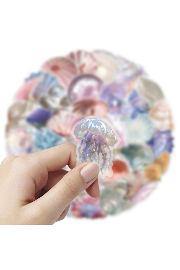 50pcs 50PCS Cartoon Shell Graffiti Stickers Conch Pearl DIY Decorative for Stationery Notebook Water