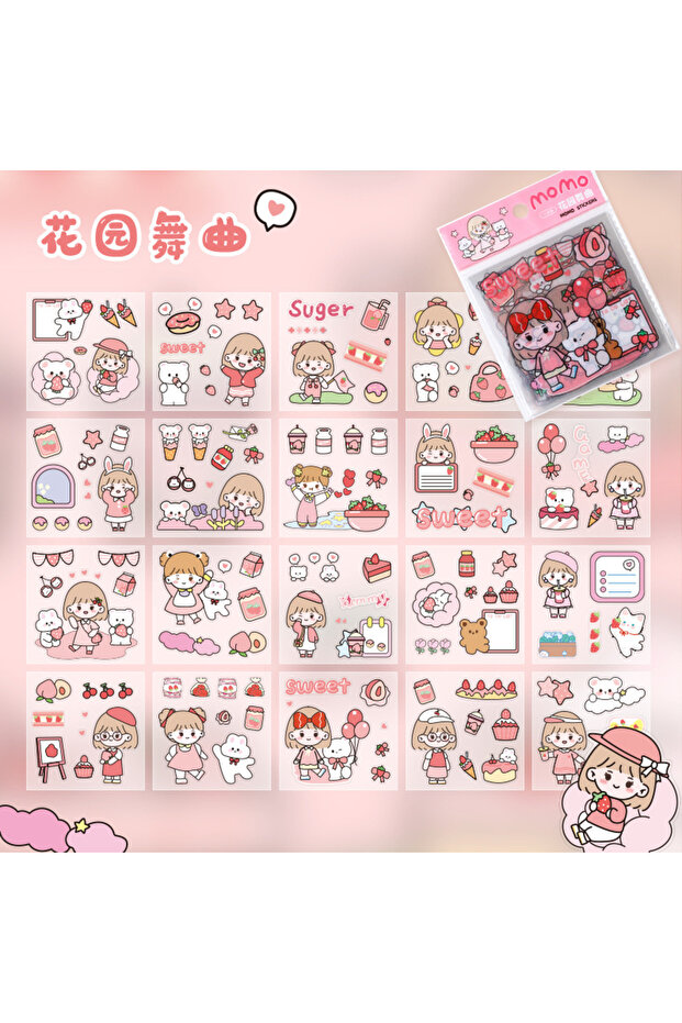 H 20Pcs/Set Kawaii Journal Sticker PET Stationery Scrapbooking Diary Decoration Phone Stickers