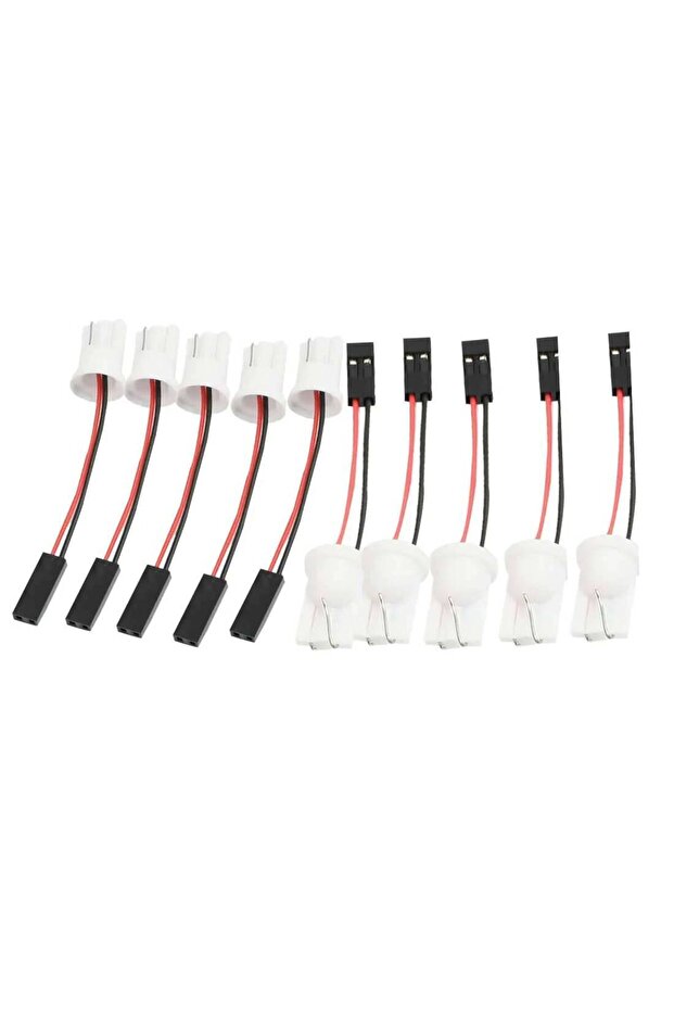 10 قطع مصابيح LED للسيارة T10 W5W بجهد 12 فولت تيار مستمر مع محول أسلاك، متوفرة بكميات 10 و20 و50 قطعة