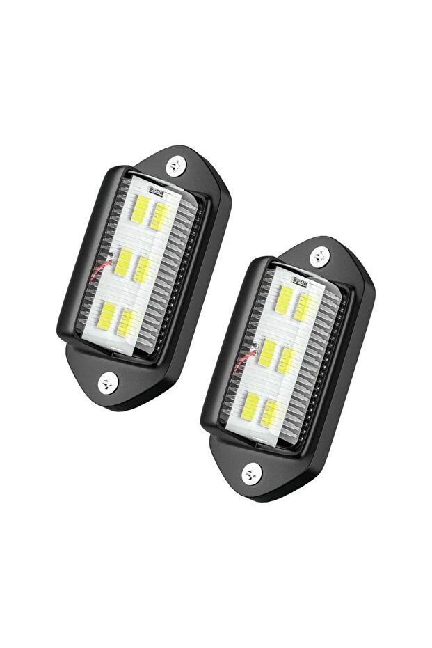 Black 2pcs 6LED Car License Plate Lights 12-24V LED Side Marker 6500K White Warning Signal Waterproo