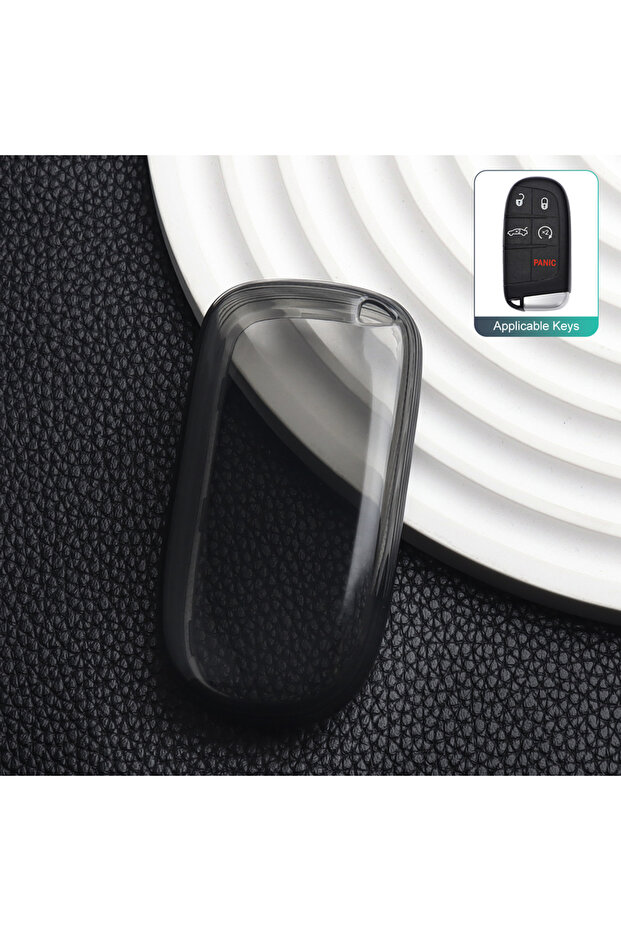 Transparent Black Transparent Soft TPU Car Remote Key Case Cover for Jeep Renegade Compass Cherokee