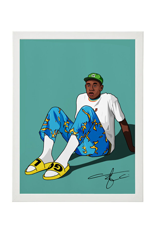 Tyler, the Creator Inspired Art Autographed Poster with Frame 30x40cm